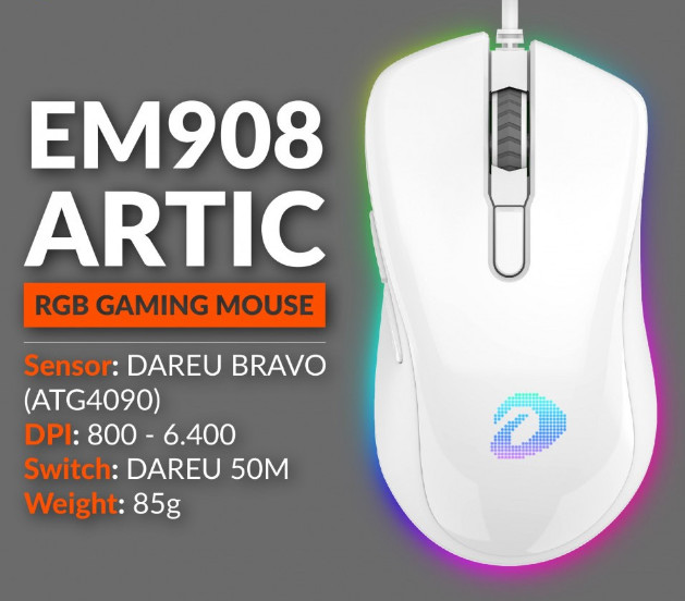 Chuột Gaming Dareu EM908 White LEG RGB màu trắng